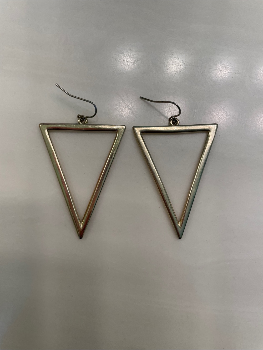 Minimalist Open Triangle Drop Earrings in Metallic Gold